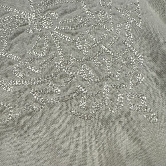 Linen Shirt Men's XXL Vintage Smokey Joes Embroidered Floral Design White Button - Picture 5 of 11